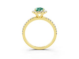 Yellow gold Pear Cut Cut Diamond Floral Halo Engagement Ring with Pavé Band and Prong Setting_3