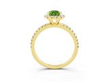 Yellow gold Pear Cut Cut Diamond Floral Halo Engagement Ring with Pavé Band and Prong Setting_3