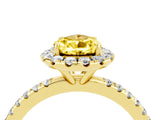 Yellow gold Pear Cut Cut Diamond Floral Halo Engagement Ring with Pavé Band and Prong Setting_4