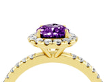 Yellow gold Pear Cut Cut Diamond Floral Halo Engagement Ring with Pavé Band and Prong Setting_4