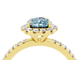 Yellow gold Pear Cut Cut Diamond Floral Halo Engagement Ring with Pavé Band and Prong Setting_4