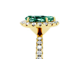 Yellow gold Pear Cut Cut Diamond Floral Halo Engagement Ring with Pavé Band and Prong Setting_5