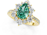 Yellow gold Pear Cut Cut Diamond Floral Halo Pave Band with Prong Setting_1
