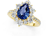 Yellow gold Pear Cut Cut Diamond Floral Halo Pave Band with Prong Setting_1