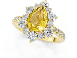 Yellow gold Pear Cut Cut Diamond Floral Halo Pave Band with Prong Setting_1