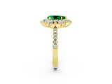 Yellow gold Pear Cut Cut Diamond Floral Halo Pave Band with Prong Setting_2