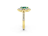 Yellow gold Pear Cut Cut Diamond Floral Halo Pave Band with Prong Setting_2
