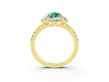 Yellow gold Pear Cut Cut Diamond Floral Halo Pave Band with Prong Setting_3