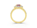 Yellow gold Pear Cut Cut Diamond Floral Halo Pave Band with Prong Setting_3