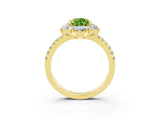 Yellow gold Pear Cut Cut Diamond Floral Halo Pave Band with Prong Setting_3