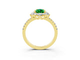 Yellow gold Pear Cut Cut Diamond Floral Halo Pave Band with Prong Setting_3