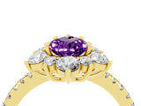Yellow gold Pear Cut Cut Diamond Floral Halo Pave Band with Prong Setting_4