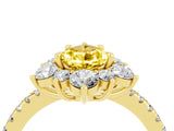 Yellow gold Pear Cut Cut Diamond Floral Halo Pave Band with Prong Setting_4