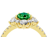 Yellow gold Pear Cut Cut Diamond Floral Halo Pave Band with Prong Setting_4