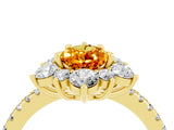 Yellow gold Pear Cut Cut Diamond Floral Halo Pave Band with Prong Setting_4