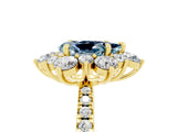 Yellow gold Pear Cut Cut Diamond Floral Halo Pave Band with Prong Setting_5