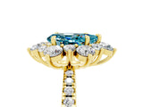 Yellow gold Pear Cut Cut Diamond Floral Halo Pave Band with Prong Setting_5