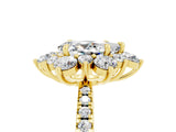 Yellow gold Pear Cut Cut Diamond Floral Halo Pave Band with Prong Setting_5