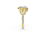 Yellow gold Pear Cut Cut Diamond Halo Engagement Ring with Open Split Pavé Band_11
