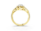 Yellow gold Pear Cut Cut Diamond Halo Engagement Ring with Open Split Pavé Band_12