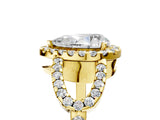 Yellow gold Pear Cut Cut Diamond Halo Engagement Ring with Open Split Pavé Band_14