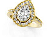 Yellow gold Pear Cut-Cut Diamond Halo Engagement Ring with Pave Band and Prong Setting_10