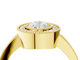 Yellow gold Pear Cut-Cut Diamond Halo Engagement Ring with Pave Band and Prong Setting_13