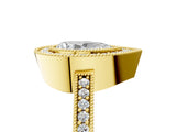 Yellow gold Pear Cut-Cut Diamond Halo Engagement Ring with Pave Band and Prong Setting_14