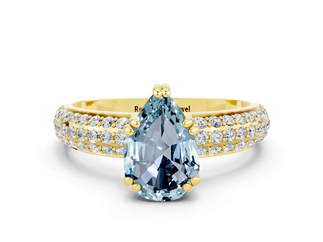 Yellow gold Pear Cut Cut Diamond Milgrain Marquise Band with Prong Setting