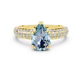 Yellow gold Pear Cut Cut Diamond Milgrain Marquise Band with Prong Setting
