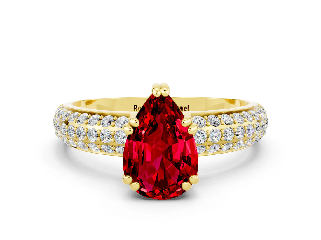 Yellow gold Pear Cut Cut Diamond Milgrain Marquise Band with Prong Setting