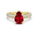 Yellow gold Pear Cut Cut Diamond Milgrain Marquise Band with Prong Setting