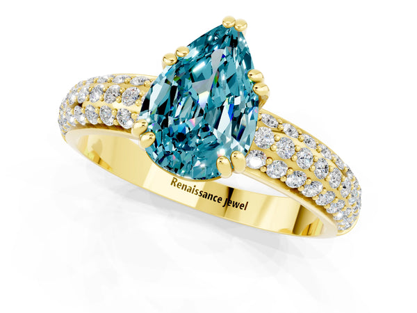 Yellow gold Pear Cut Cut Diamond Milgrain Marquise Band with Prong Setting