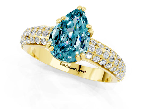 Yellow gold Pear Cut Cut Diamond Milgrain Marquise Band with Prong Setting_1