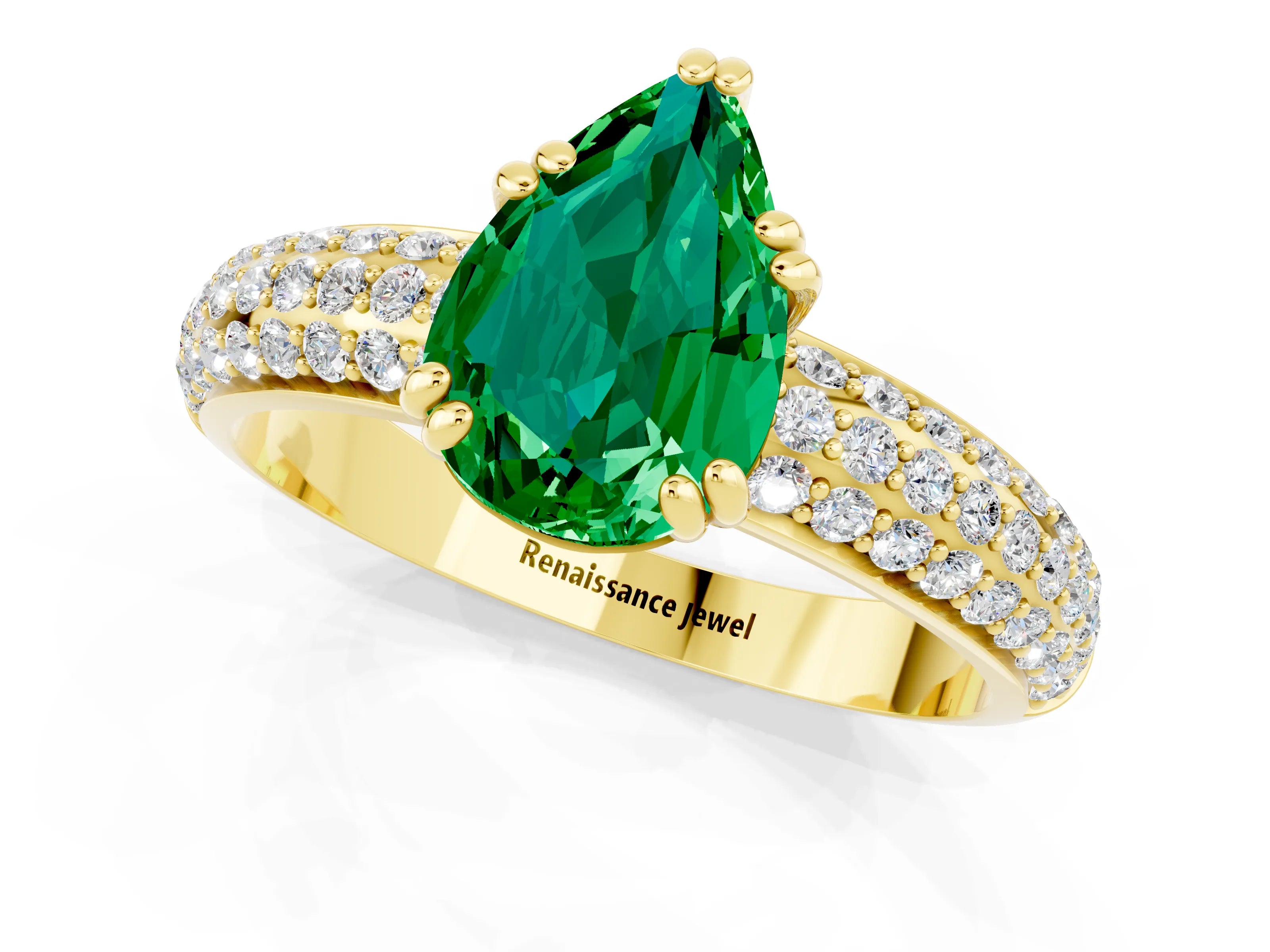 Yellow gold Pear Cut Cut Diamond Milgrain Marquise Band with Prong Setting_1