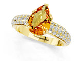Yellow gold Pear Cut Cut Diamond Milgrain Marquise Band with Prong Setting_1