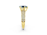 Yellow gold Pear Cut Cut Diamond Milgrain Marquise Band with Prong Setting_2