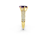 Yellow gold Pear Cut Cut Diamond Milgrain Marquise Band with Prong Setting_2