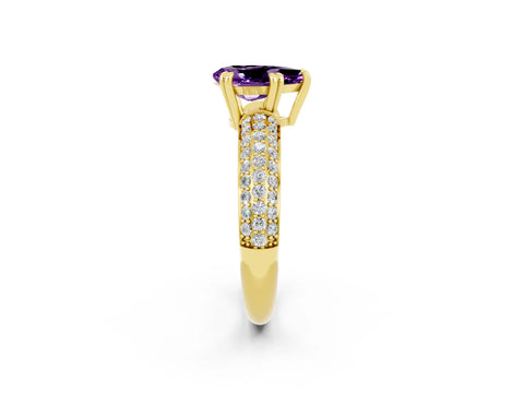 Yellow gold Pear Cut Cut Diamond Milgrain Marquise Band with Prong Setting_2