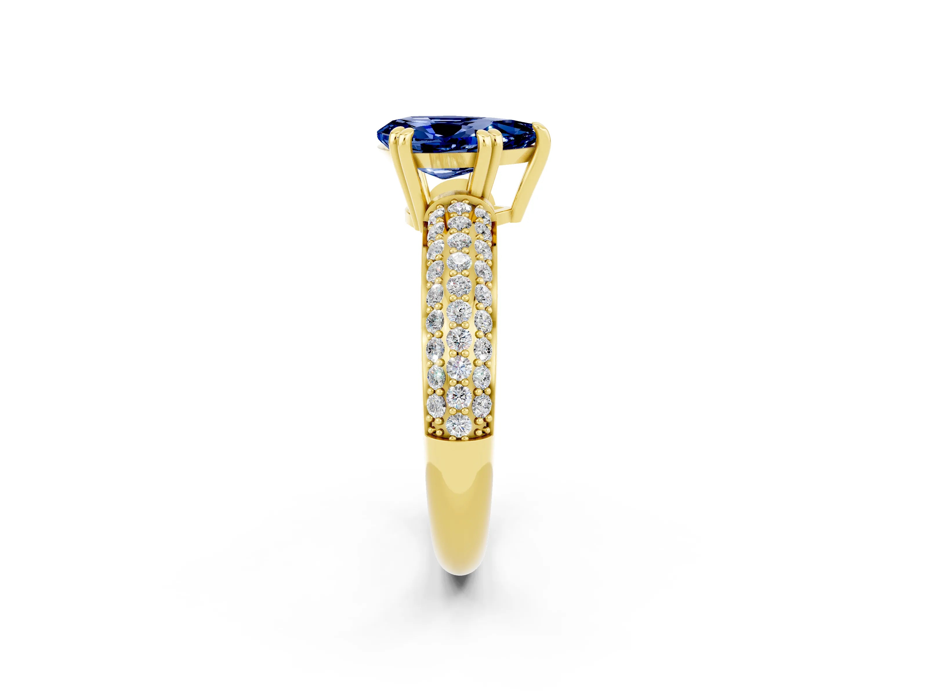 Yellow gold Pear Cut Cut Diamond Milgrain Marquise Band with Prong Setting_2