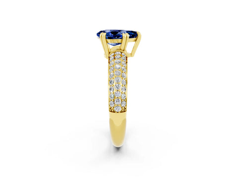 Yellow gold Pear Cut Cut Diamond Milgrain Marquise Band with Prong Setting_2