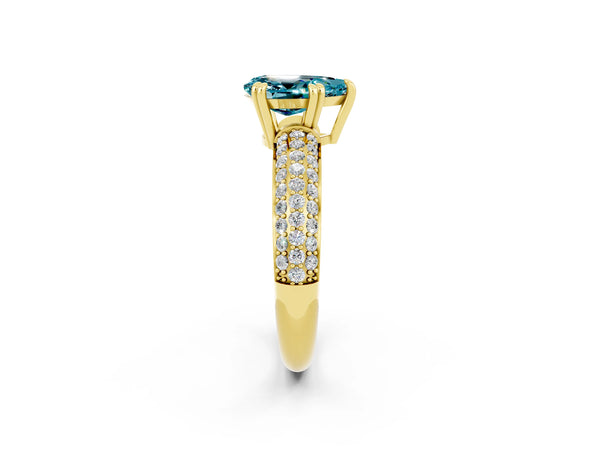 Yellow gold Pear Cut Cut Diamond Milgrain Marquise Band with Prong Setting