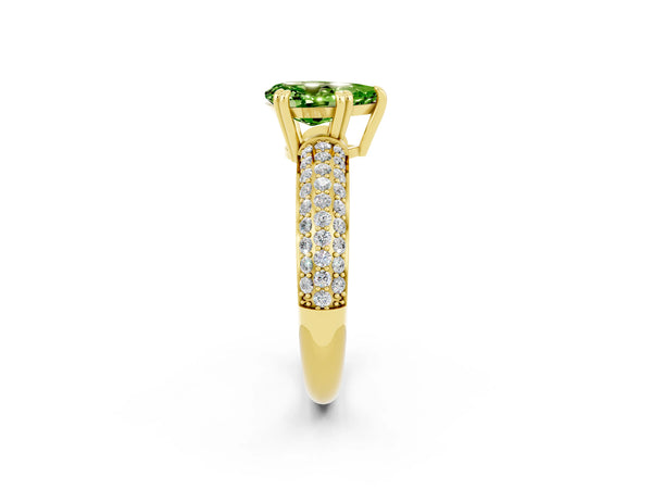 Yellow gold Pear Cut Cut Diamond Milgrain Marquise Band with Prong Setting