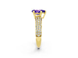 Yellow gold Pear Cut Cut Diamond Milgrain Marquise Band with Prong Setting_2