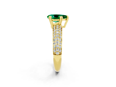 Yellow gold Pear Cut Cut Diamond Milgrain Marquise Band with Prong Setting_2