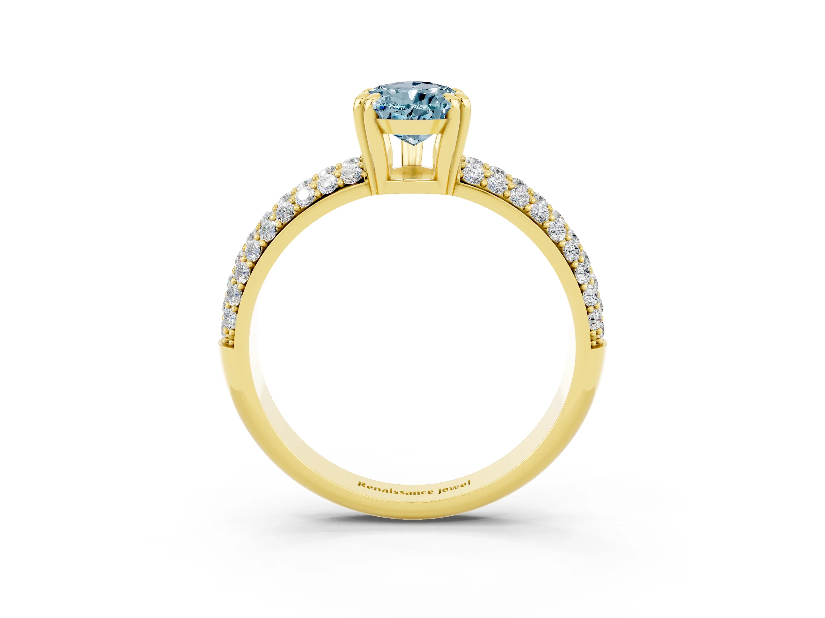 Yellow gold Pear Cut Cut Diamond Milgrain Marquise Band with Prong Setting_3