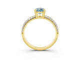Yellow gold Pear Cut Cut Diamond Milgrain Marquise Band with Prong Setting_3