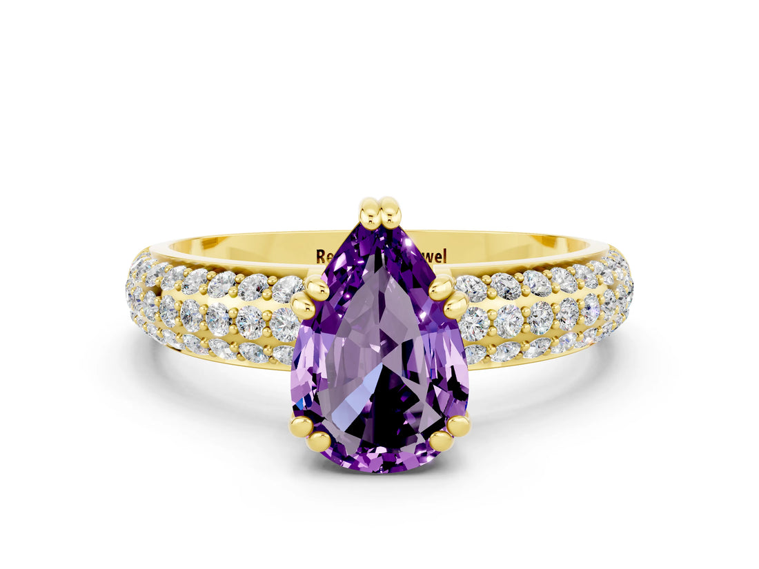 Yellow gold Pear Cut Cut Diamond Milgrain Marquise Band with Prong Setting