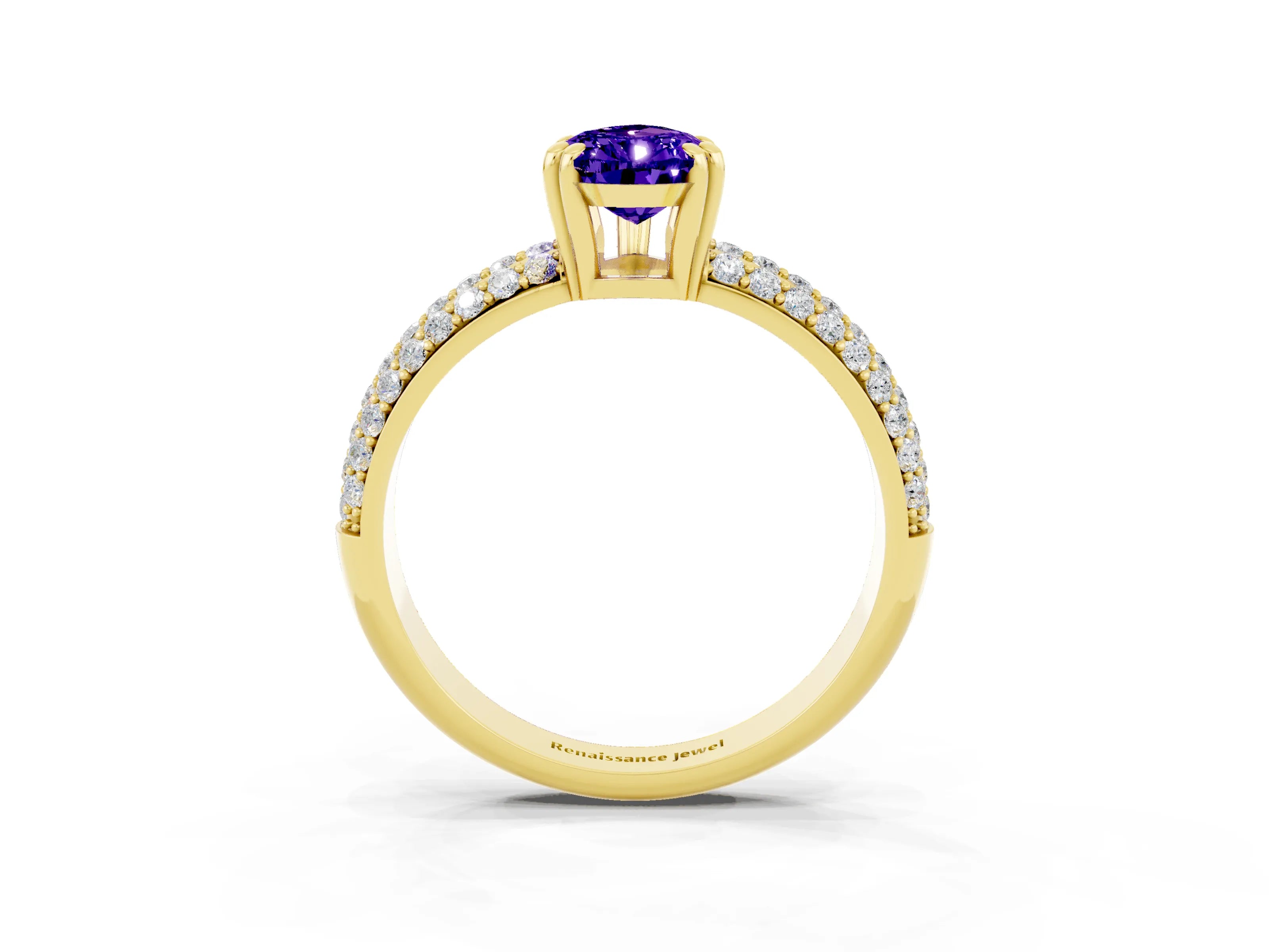 Yellow gold Pear Cut Cut Diamond Milgrain Marquise Band with Prong Setting_3