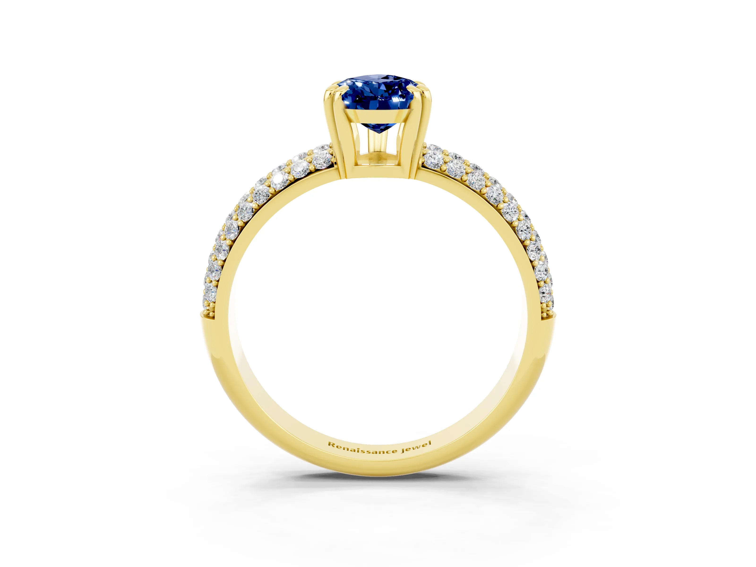 Yellow gold Pear Cut Cut Diamond Milgrain Marquise Band with Prong Setting_3